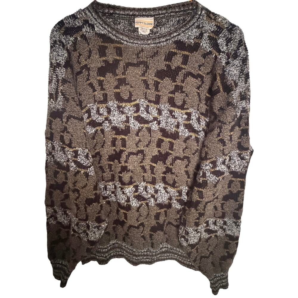 Vintage Adam Sloane Men's L Geometric Knit Made in USA Sweater